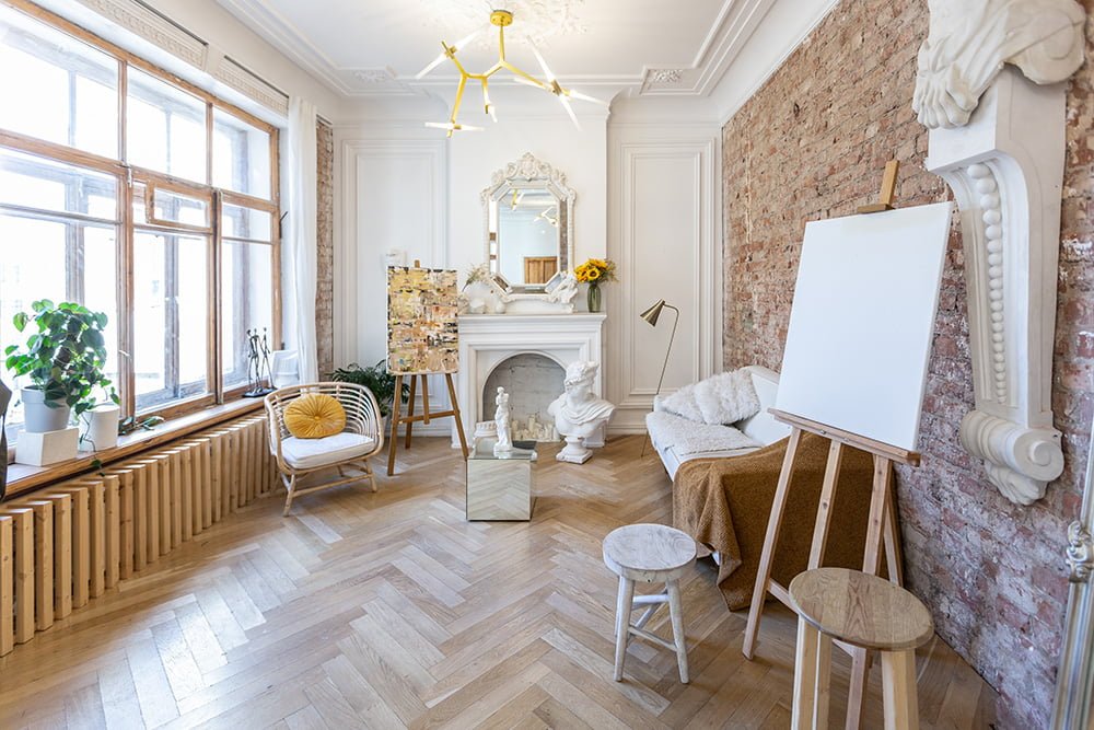 bright workshop room for the creation and work of an architect a